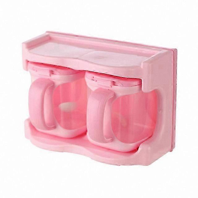Two-Compartment Pink Spice Rack Organizer for Kitchen Use, Plastic Storage Container with Multipurpose Design