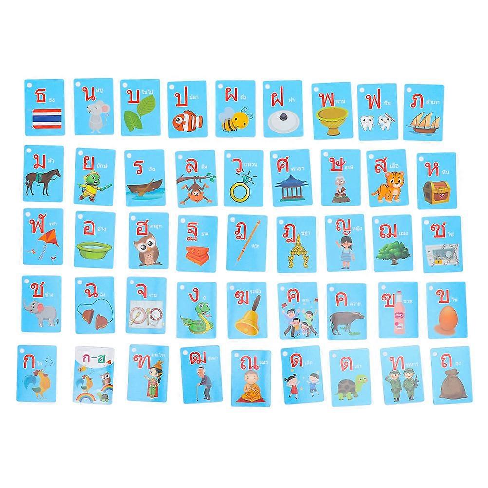 45pcs Flashcards for Early Learning Thai Language Alphabet Lightweight Educational Picture Cards for Home School Use Spelling Games Ages 3+