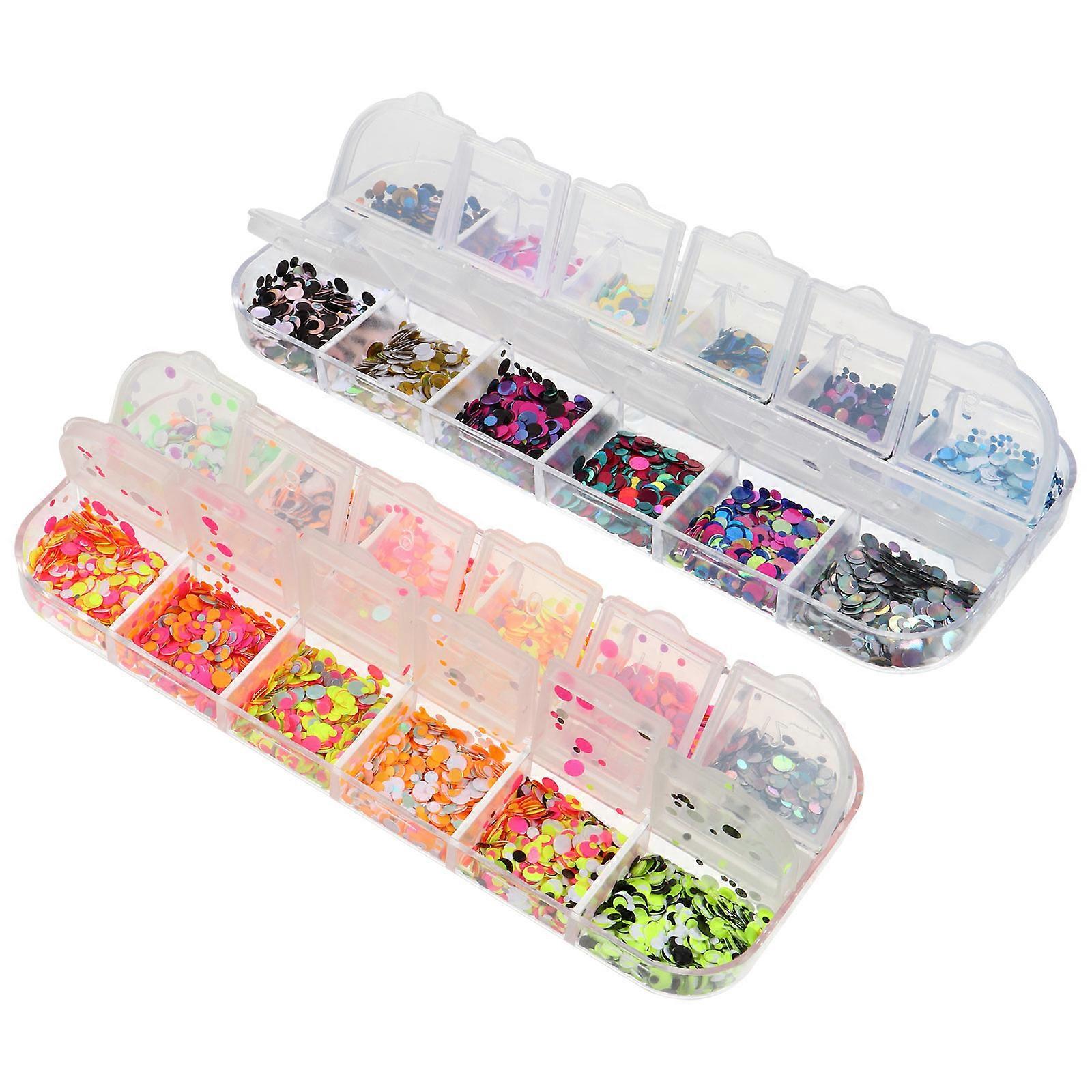 Metallic Nail Glitter Sequins Creative Nail Decor Daily Use Assorted Color DIY Nail Decoration 2Set