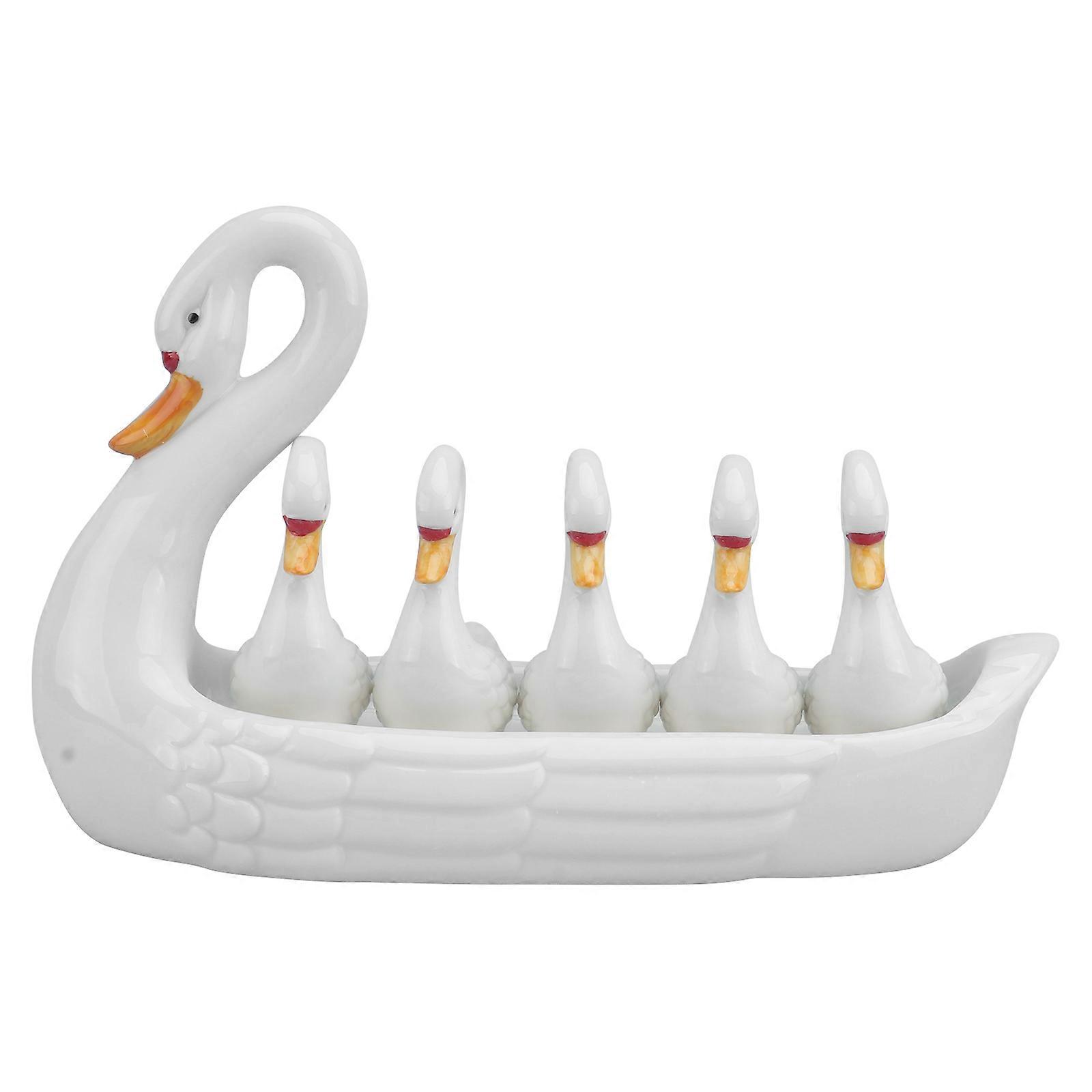 Swan Shape Chopsticks Rack For Home Decoration White Ceramic 1 Set Functional Holder