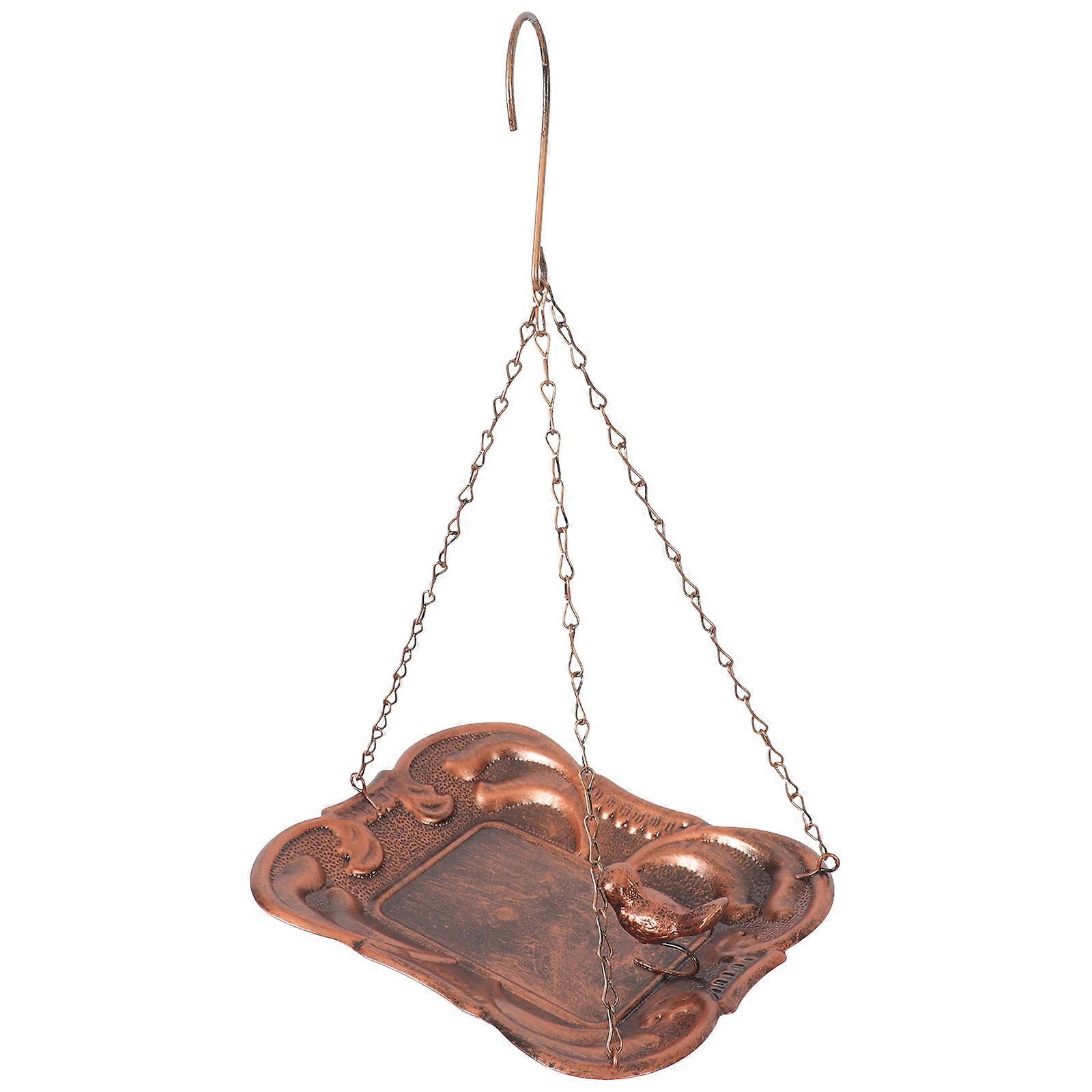 Dark Brown Metal Bird Feeder for Home Use Easy to Clean Iron Material 7 Inch