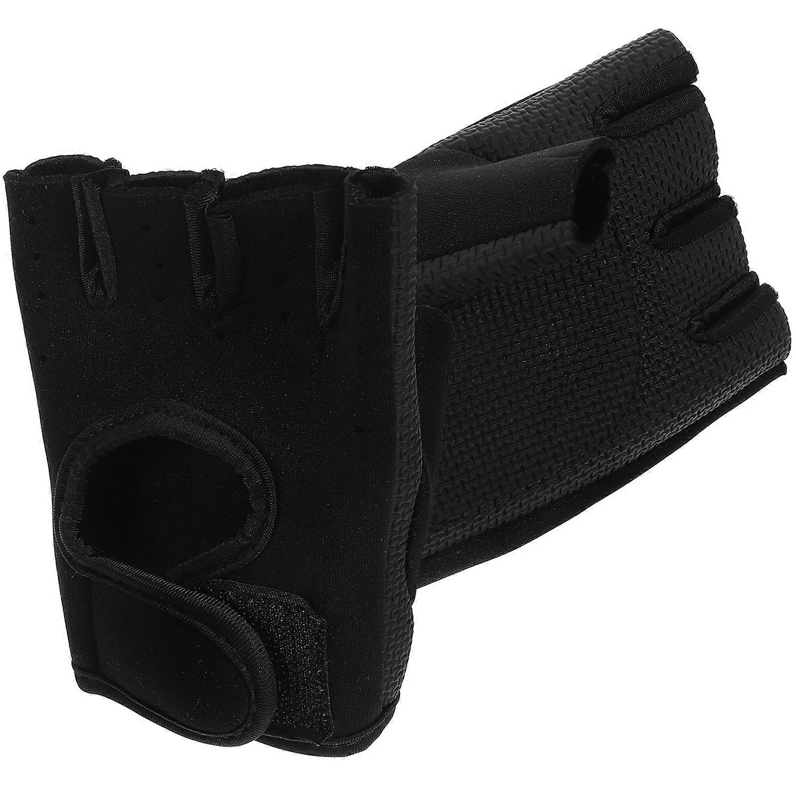 Breathable Black Weightlifting Gloves for Training Half Finger Design 2Pcs