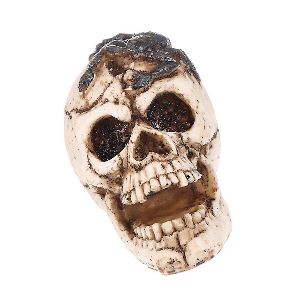 Resin Skull Head Home Office Decor Tabletop Ornament For Halloween 5.9×3.7×4.9in 1Pack