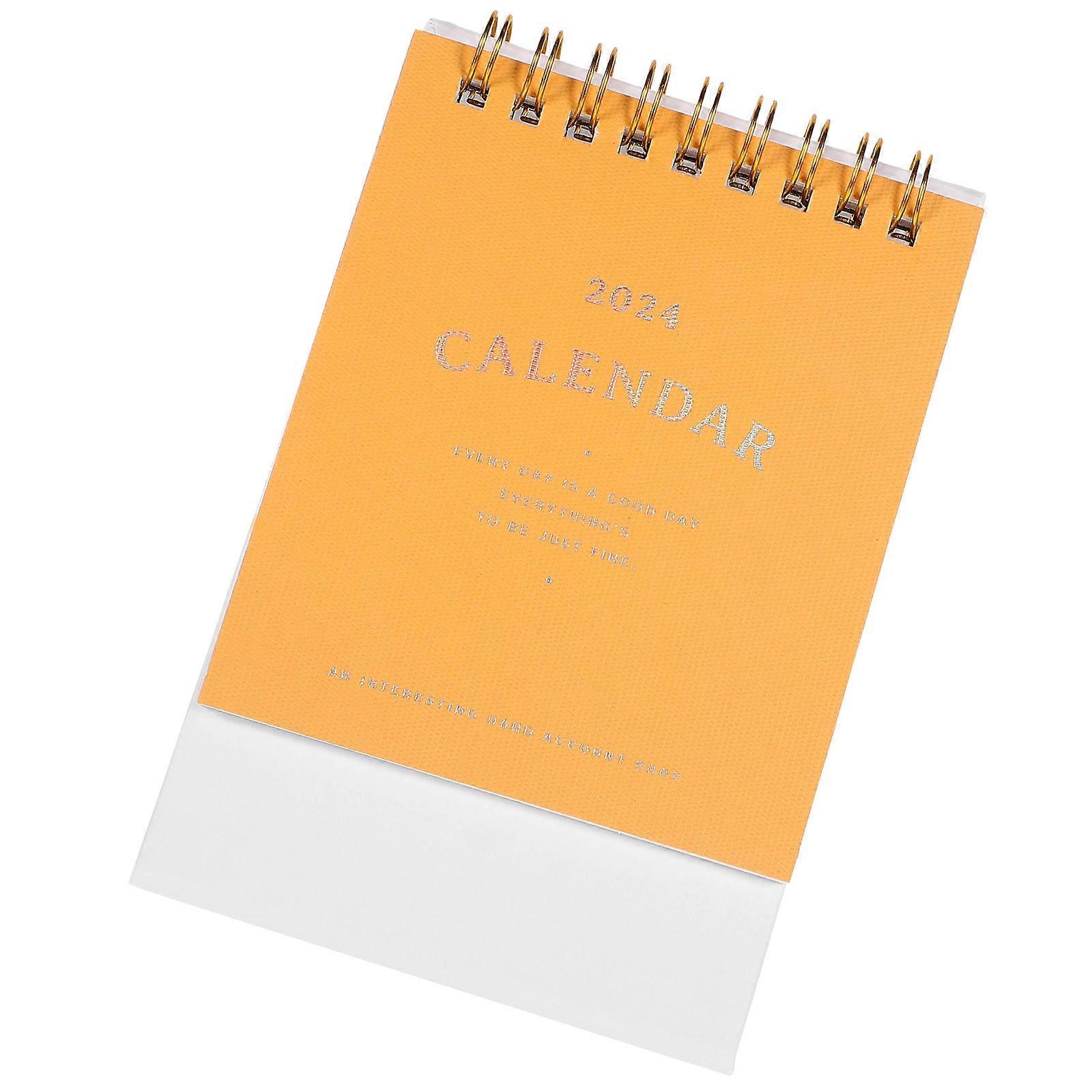 Small Desk Calendar Office Decoration Schedule Planner Yellow Thick Paper For Daily Life 1Pack