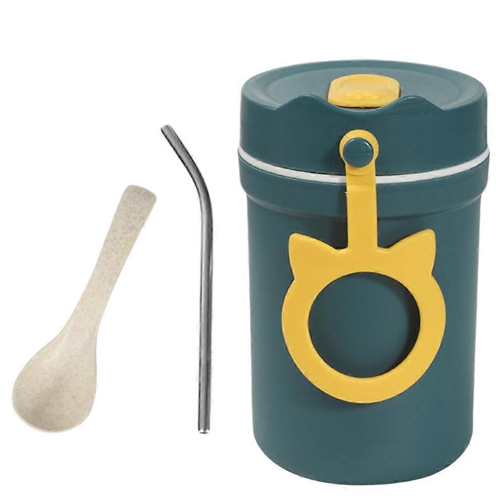 Blue Portable Insulation Bottle for Students Made of Plastic with Silicone Plug and Rope Design 330ML