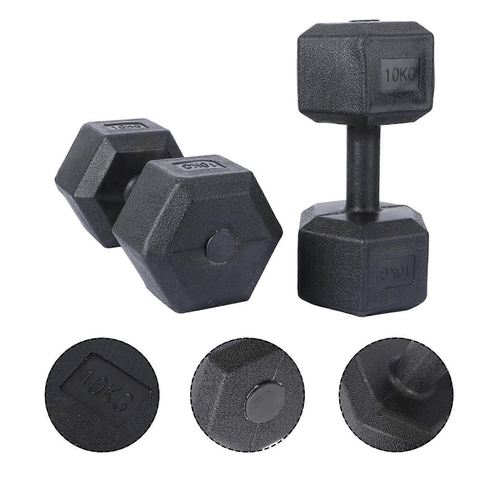 Fitness Equipment Hexagonal Dumbbells Designed For Endurance Improvement In Arm Muscle Training With 10Kg Each Black 2Pcs
