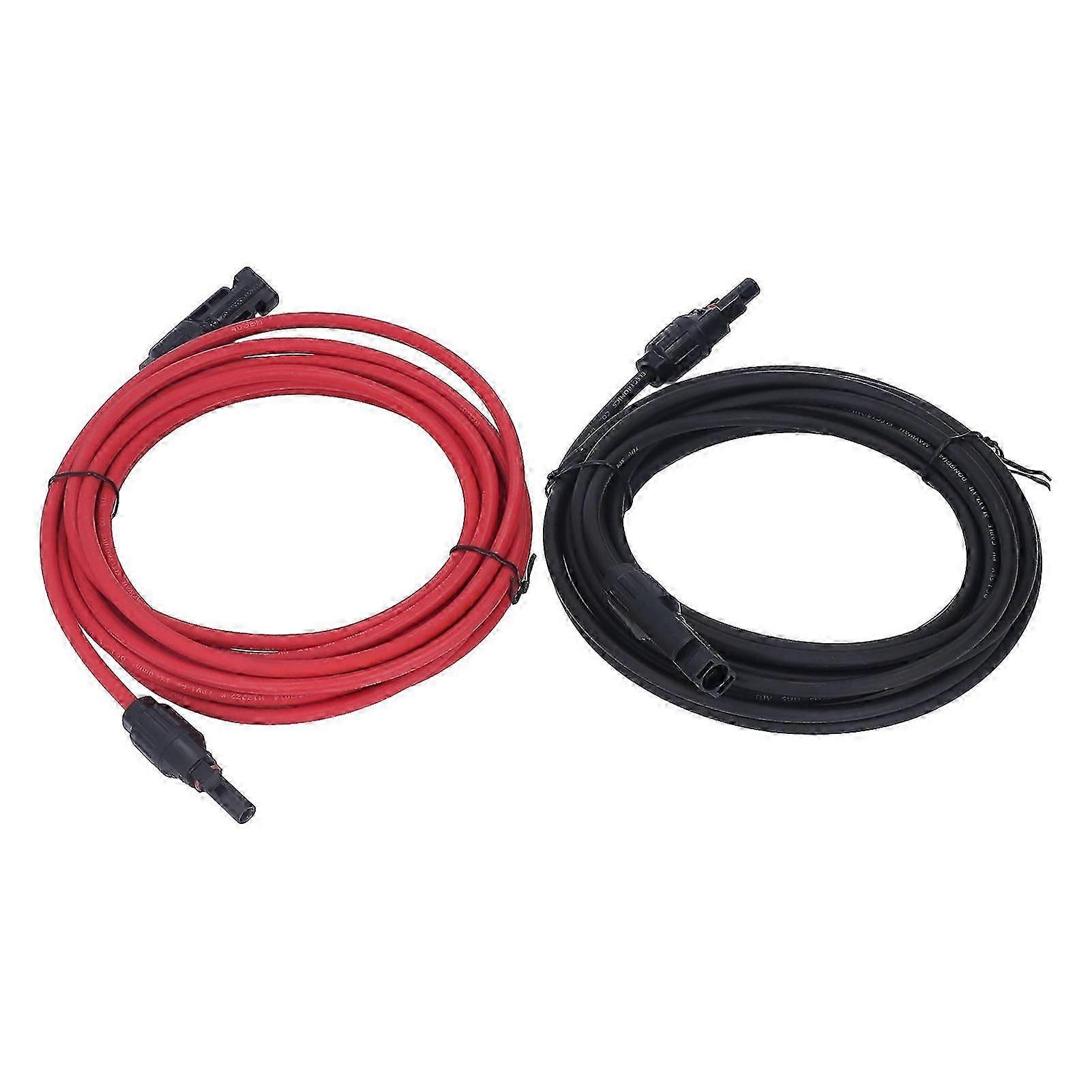2pcs 12AWG 4mm Solar Panel Extension Cable Black Red Solar Adaptor Extension