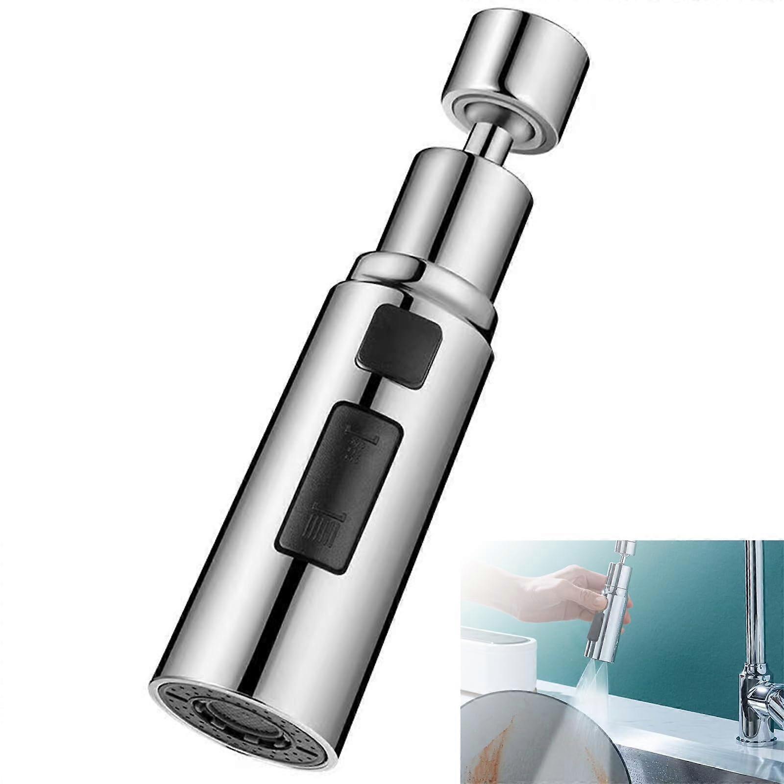 Swivelling Tap Aerator Shower Head 360° Rotatable Kitchen Tap Attachment Dual Function Water Saver Chrome Finish