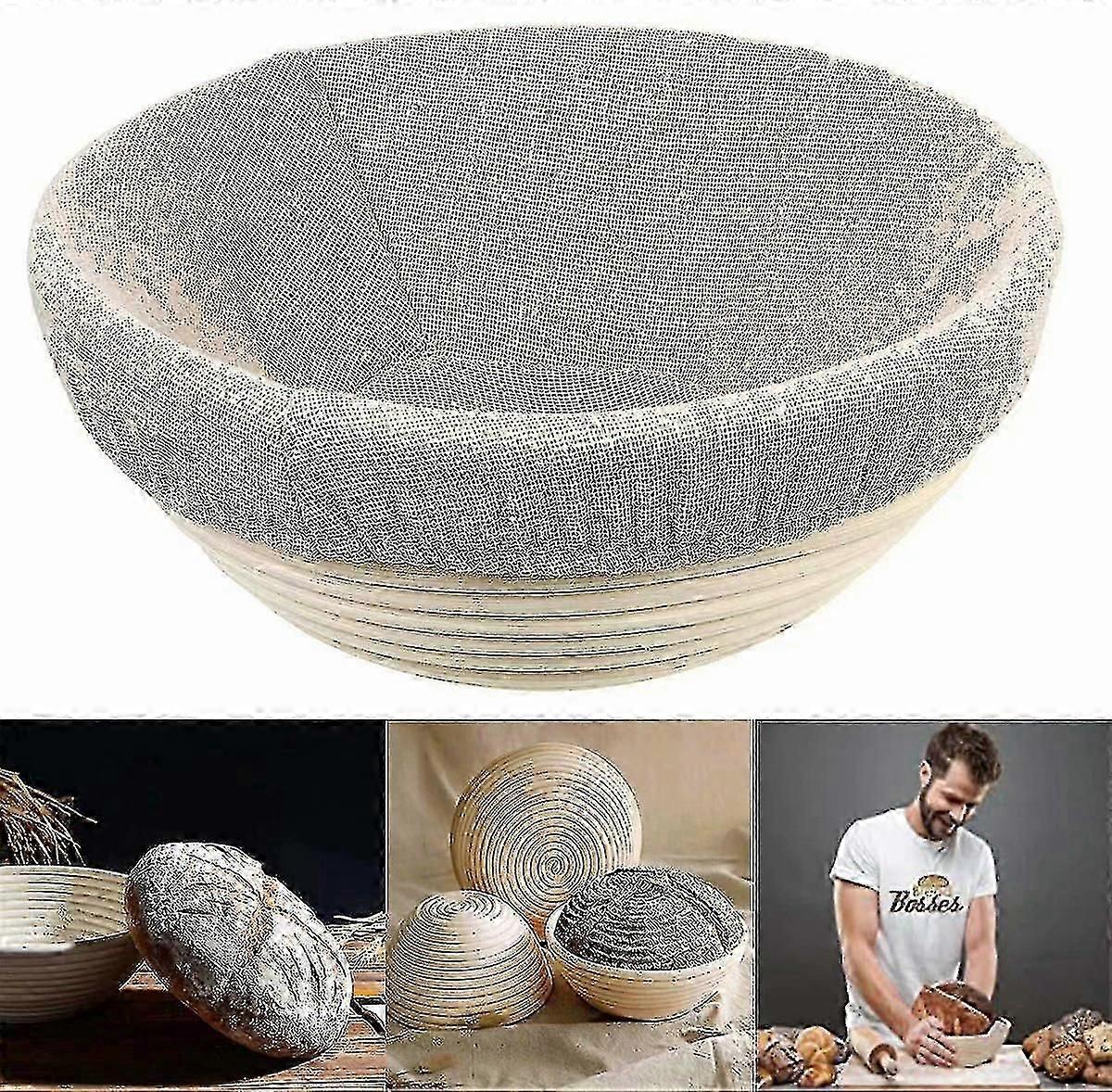 Runder Gärkorb aus Weide für selbstgemachtes Brot (20x8cm, 1kg Fassungsvermögen)