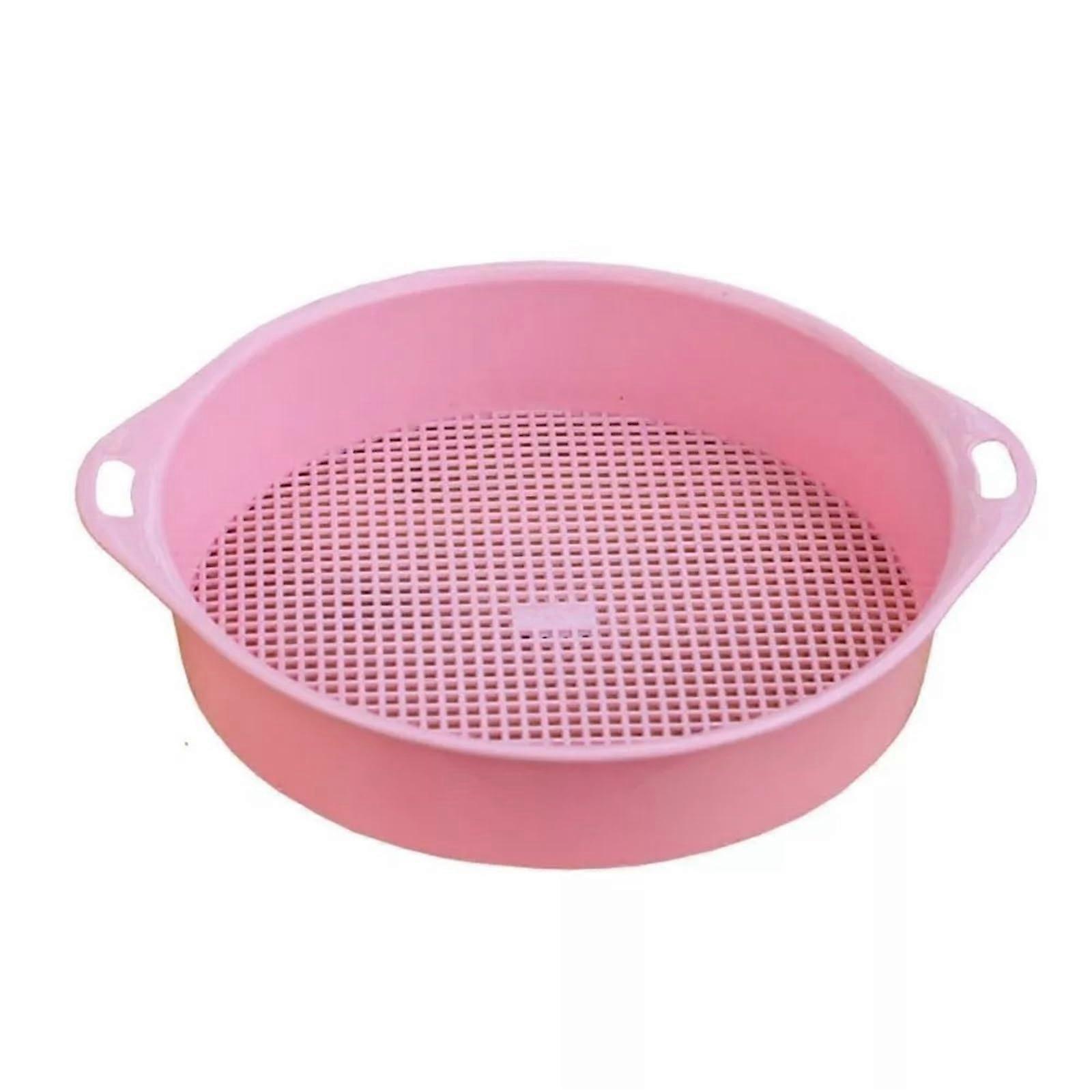 2pcs Multiuse Soil Sieve Sifter 3 mm Screen Filter Compost Garden Tool Strainer Sand for Gardening Sand Soil Compost Sieve (Pink)