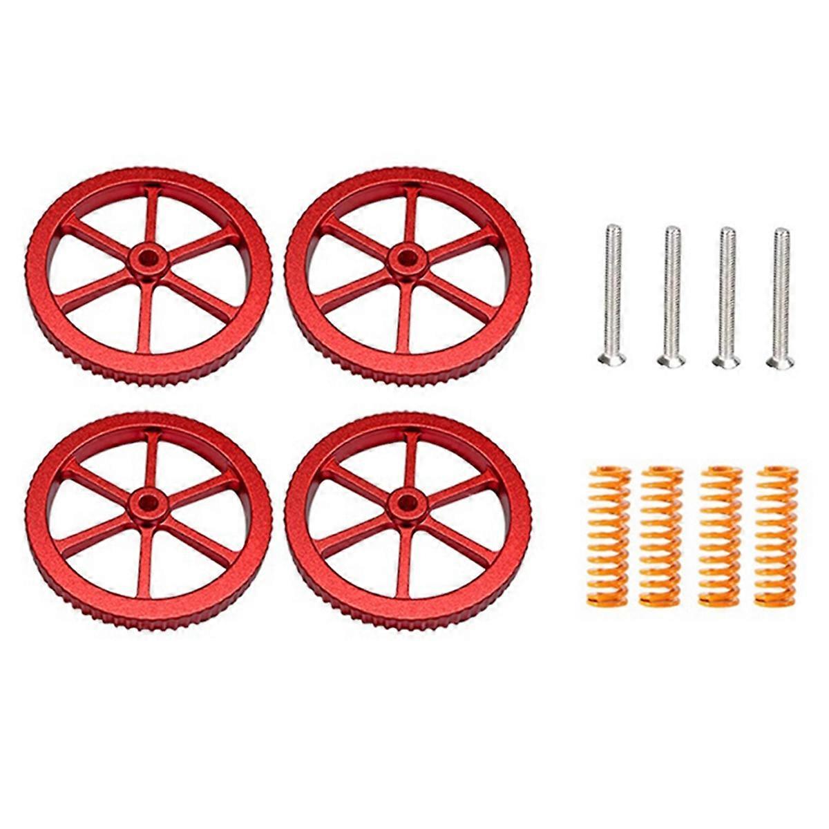 4PCS Screws Leveling Nuts Heat Bed Leveling Spring Knob Parts 3D Printers Print Platform Calibration Accessories Red