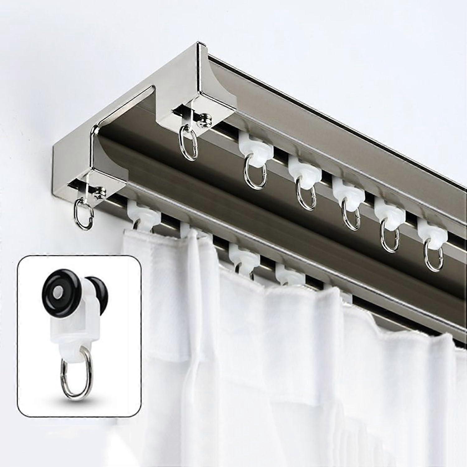HeavyDuty Double Track Aluminium Curtain Rails Ceiling Mounted 2.6m Champagne Finish
