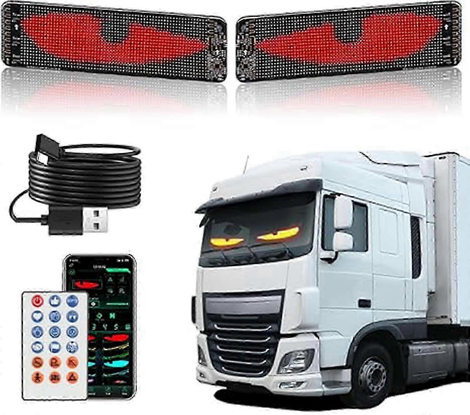 車のリアウィンドウ用LEDスクリーンパネル - トラック用の大きな目パターンを備えたリモコンスリムデザイン