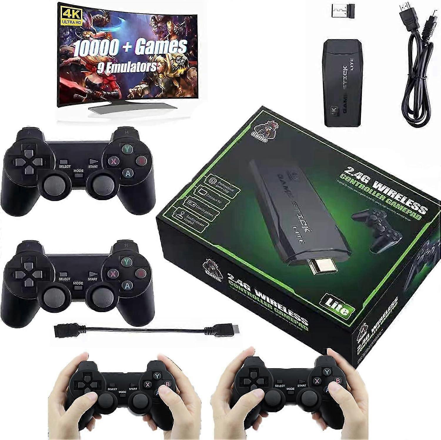 4K HDMI TV Gaming Stick, Retro Console with 2 Wireless Controllers