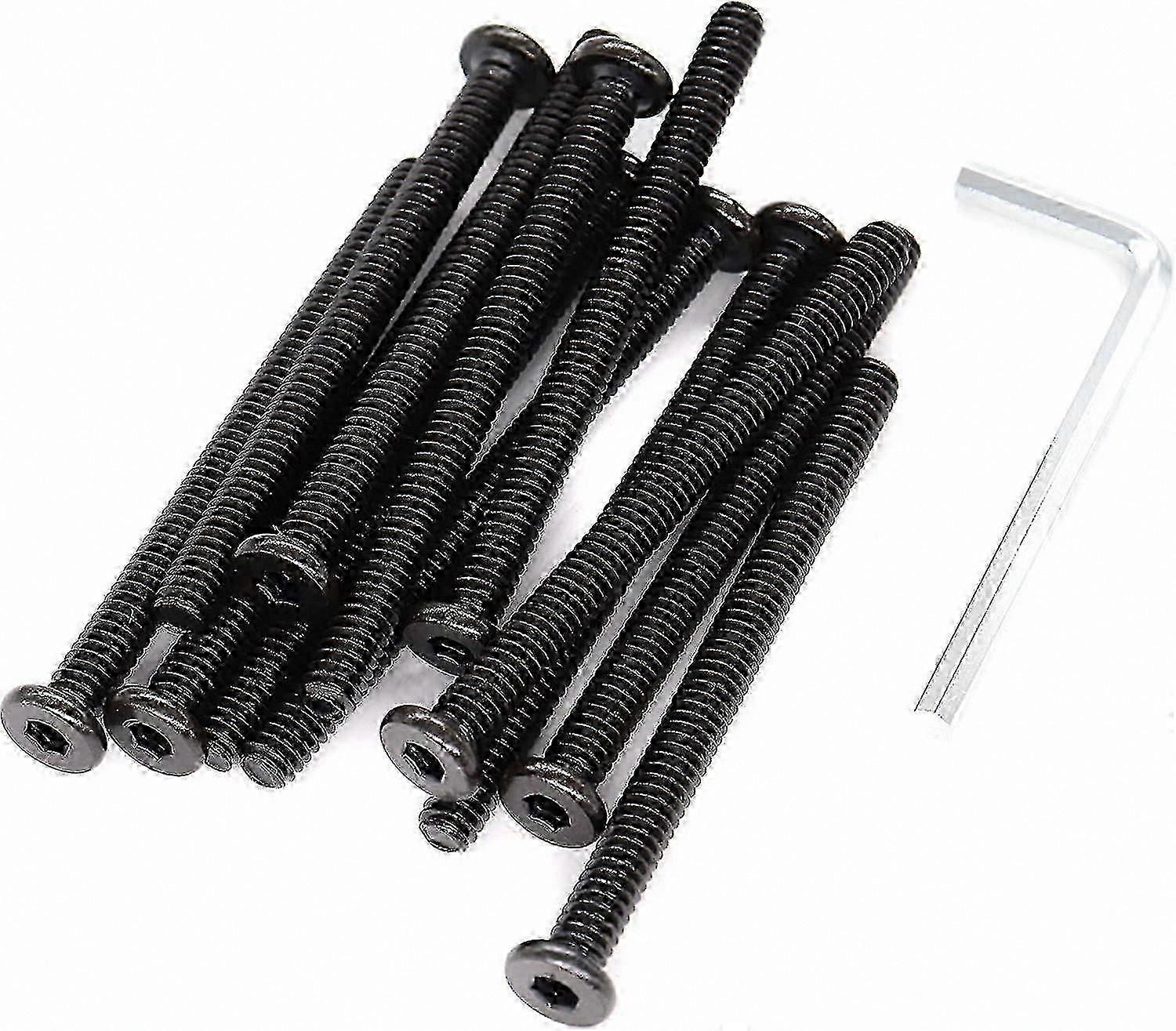 12-Pack 1/4-20 x 2-1/2" Black Hex Socket Cap Screws, Furniture Bolts for Chairs, Tables, Desks, Beds, Full Thread