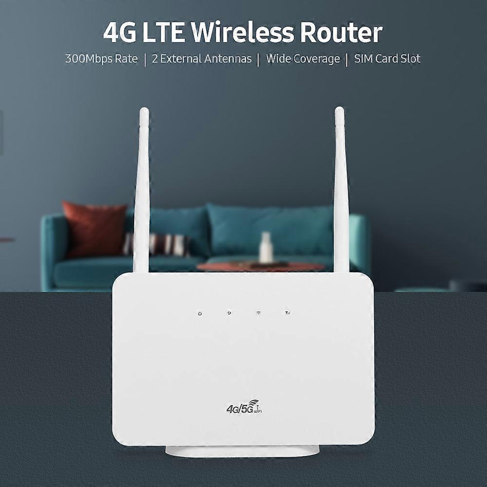 4G Wireless Router LTE CPE Router 300Mbps Wireless Router with 2 High-gain External Antennas SIM Card Slot UK Plug