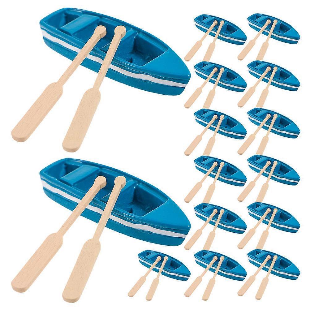 Miniature Rowboat Wooden Model for Decoration 15Sets with Oars for Home