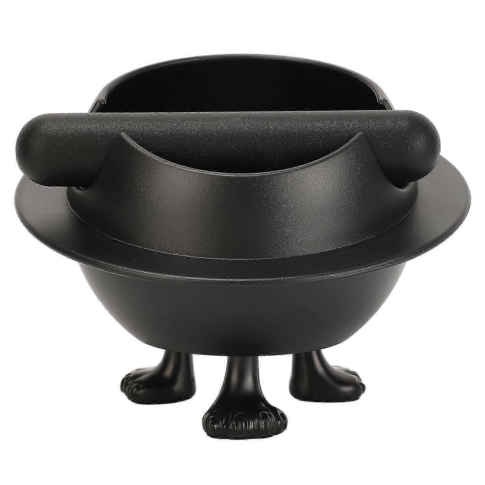 ABS Black Non-Slip Coffee Knock Box with Bar, Multifunctional Grind Bin for Kitchen Office Coffee Bar, Planet Shape