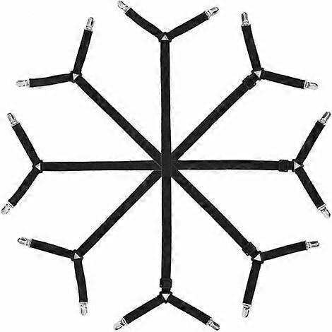 Adjustable Triangular Bed Sheet Holder Straps for Smooth Mattress, 4 Pack, Black
