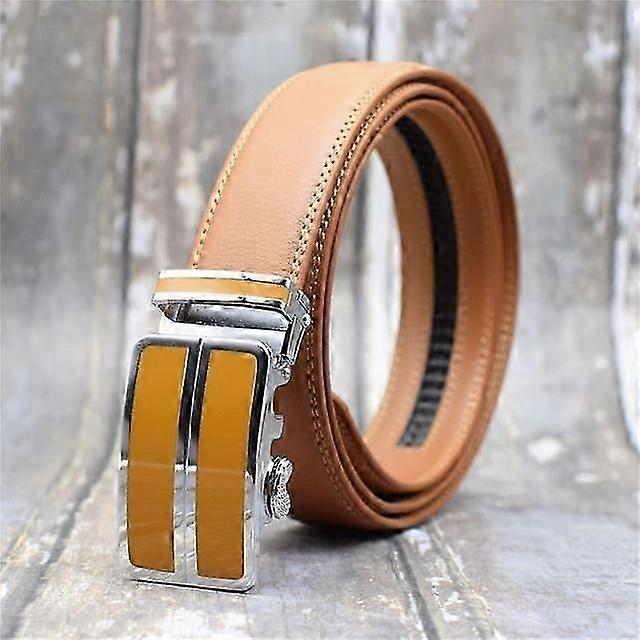 Cow Leather Belt for Men, Blue/White/Brown/Black/Red, 3.5CM Width, Automatic Buckle, Large Size 90-130CM
