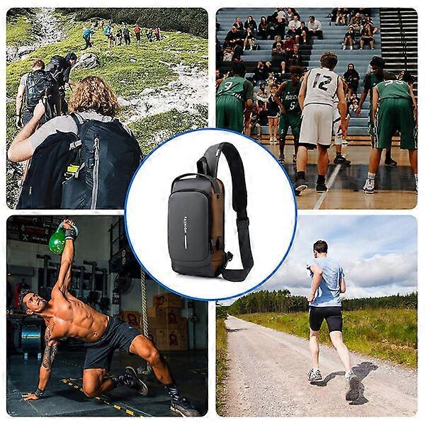 Men's backpack with a combination lock, allowing charging while walking