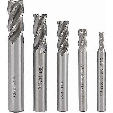 4PCS HSS Straight Shank Lathe Cutters 4 Flute End Mill Drill Bit Tool