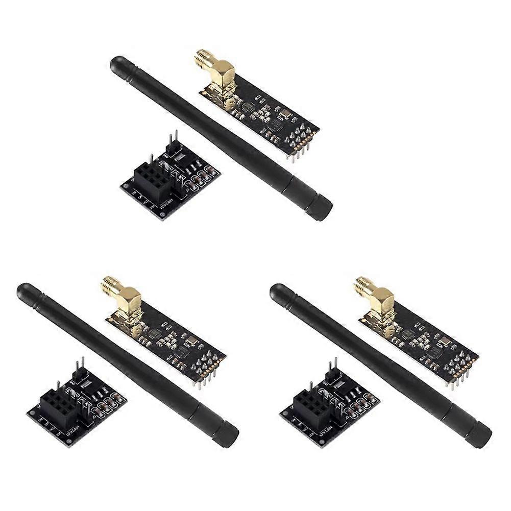 NRF24L01+PA+LNA Wireless Module with Antenna 1100 Meters Long Distance with NRF24L01 Wireless Module Adapter 3Set