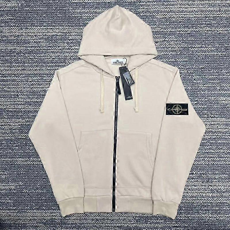 Correct Ston Stone Shirt For Autumn And Winter Men's And Women's Hooded Sweatshirts, Solid Color Island Armband Badge Style Zipper Sweatshirt Jacket
