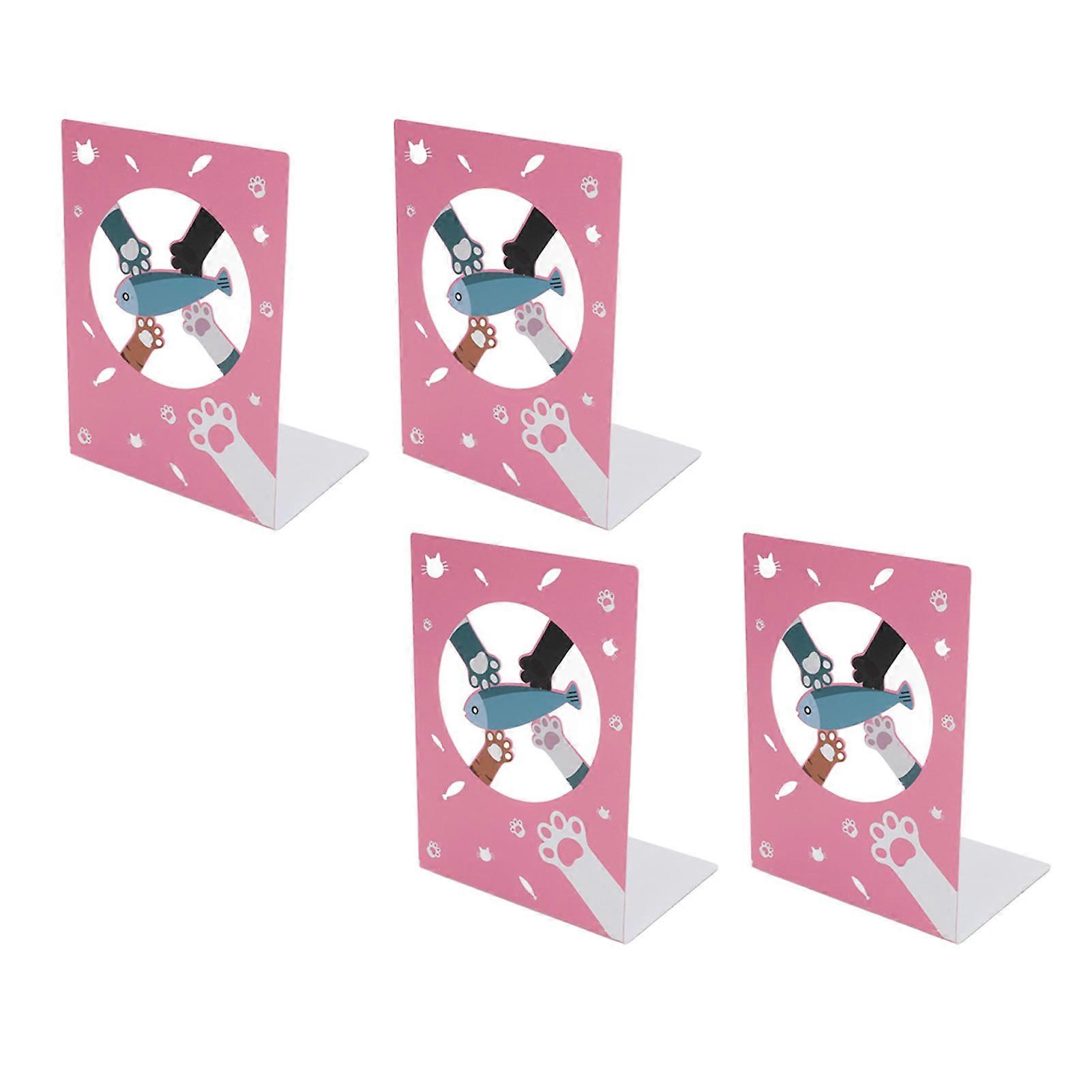 4pcs Metal Cat Paw Book Ends Adjustable Anti-Static Storage