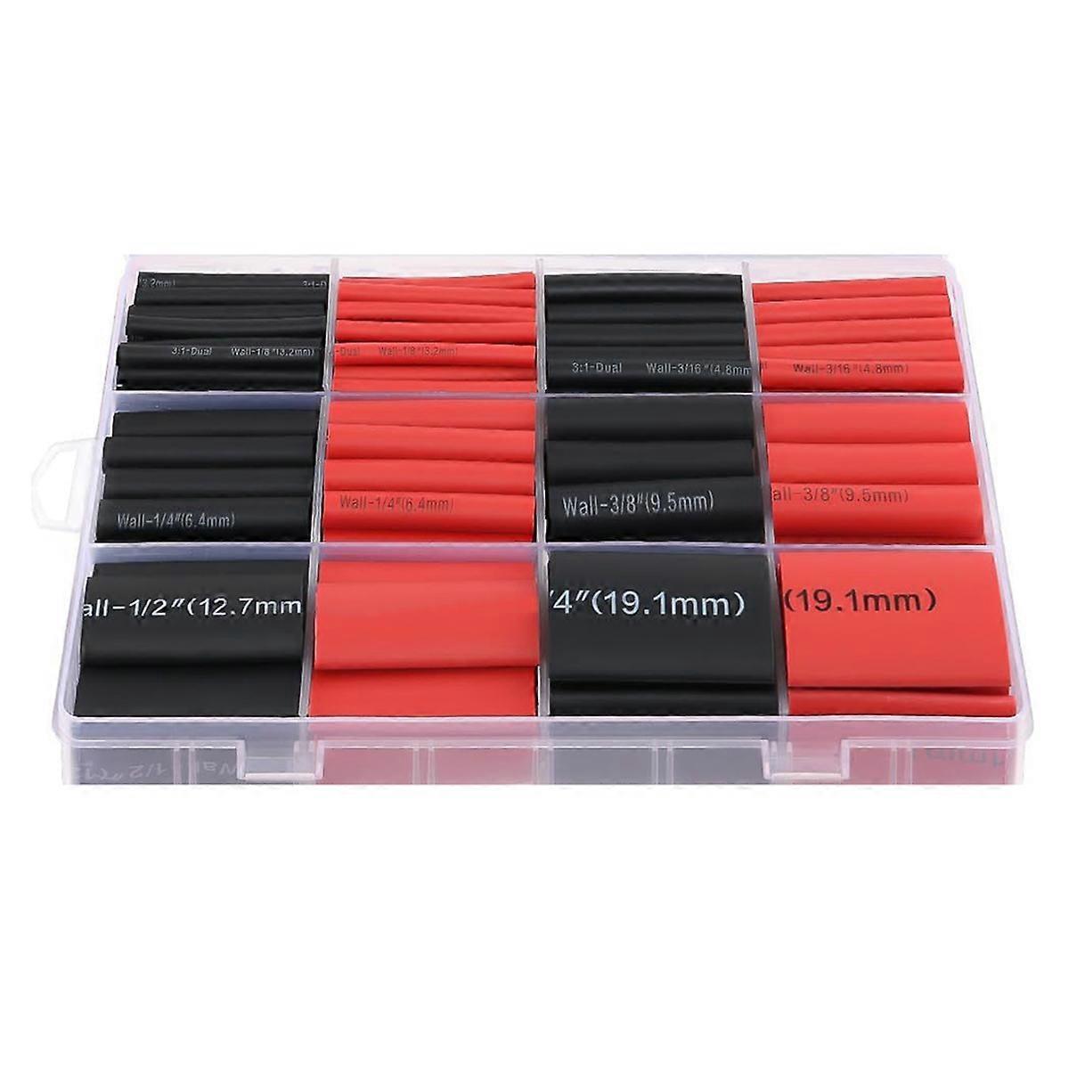 220PCS 3:1 Heat Shrink Tubing Kit, Adhesive Lined Marine Grade Shrink Wrap - 1.75in Length 6 Size 1/8in-3/4in