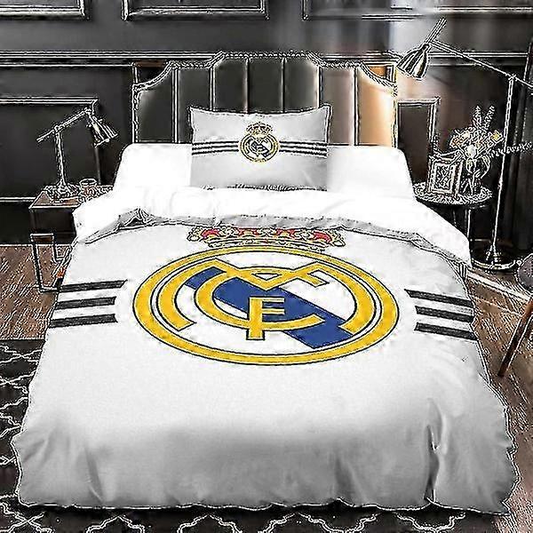 2025 Real Madrid Ultra Soft Duvet Set, Double Bedding, Printed Microfiber Duvet Set with Zipper 135*200 CM