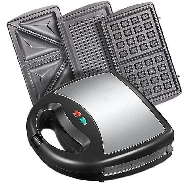3 In 1 Sandwich Press Waffle And Steak Machine 750W Sandwich Toaster With 3 Detachable Non Stick