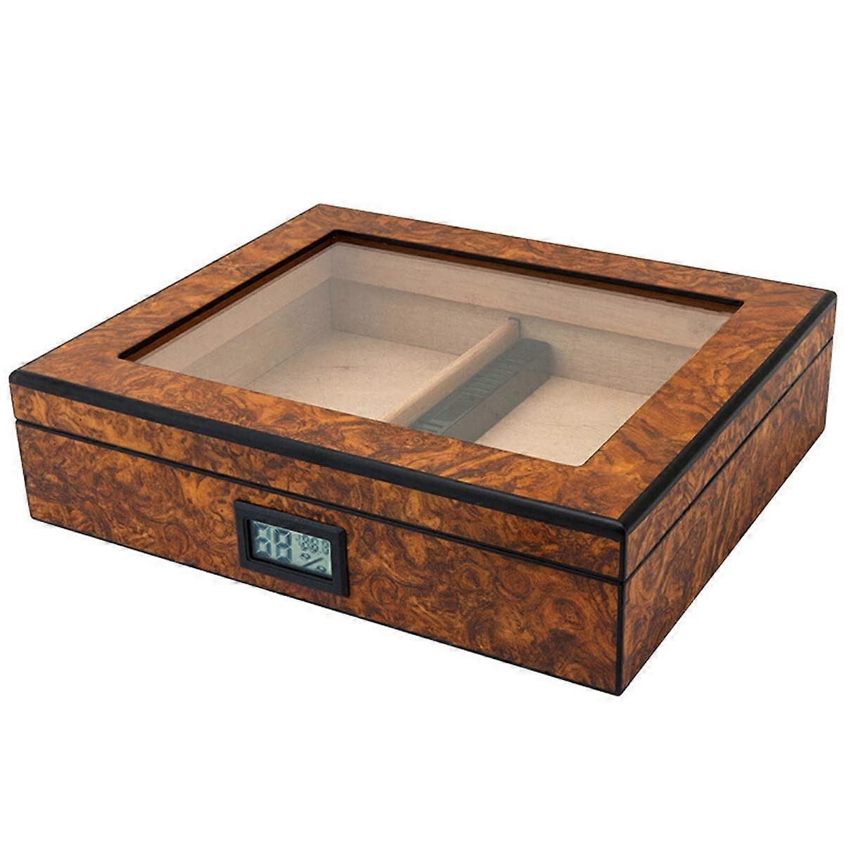 Cigar Humidor Desktop Cigar Box With Humidifier And Hygrometer Glass 35 Cigars Travel Case
