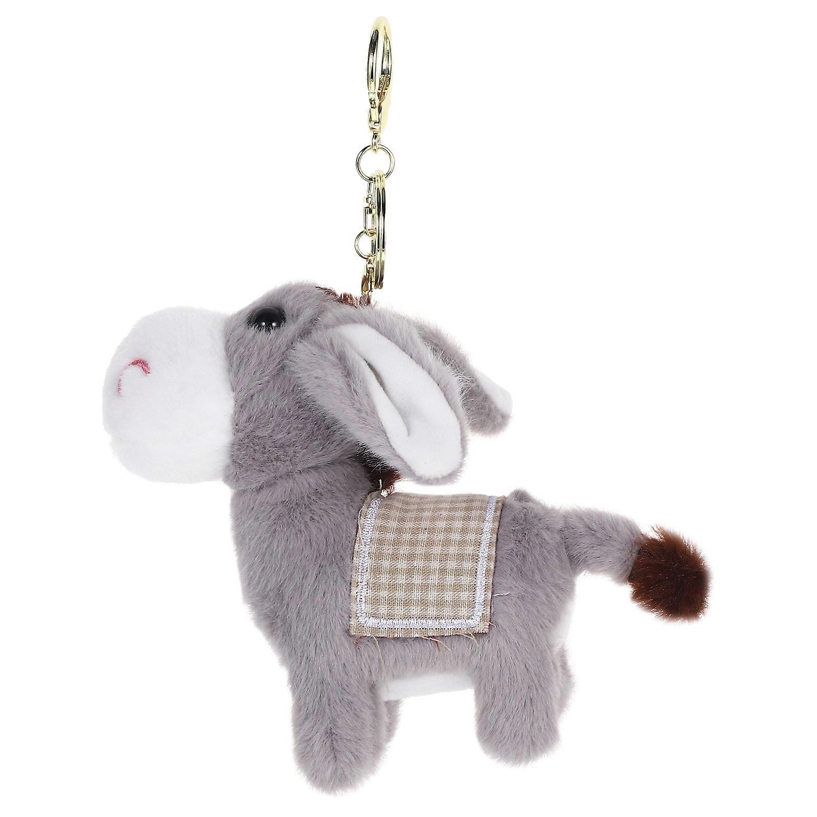 Stuffed Donkey Pendant for Hanging Keys 4Pcs Plush Animal Keychain Set