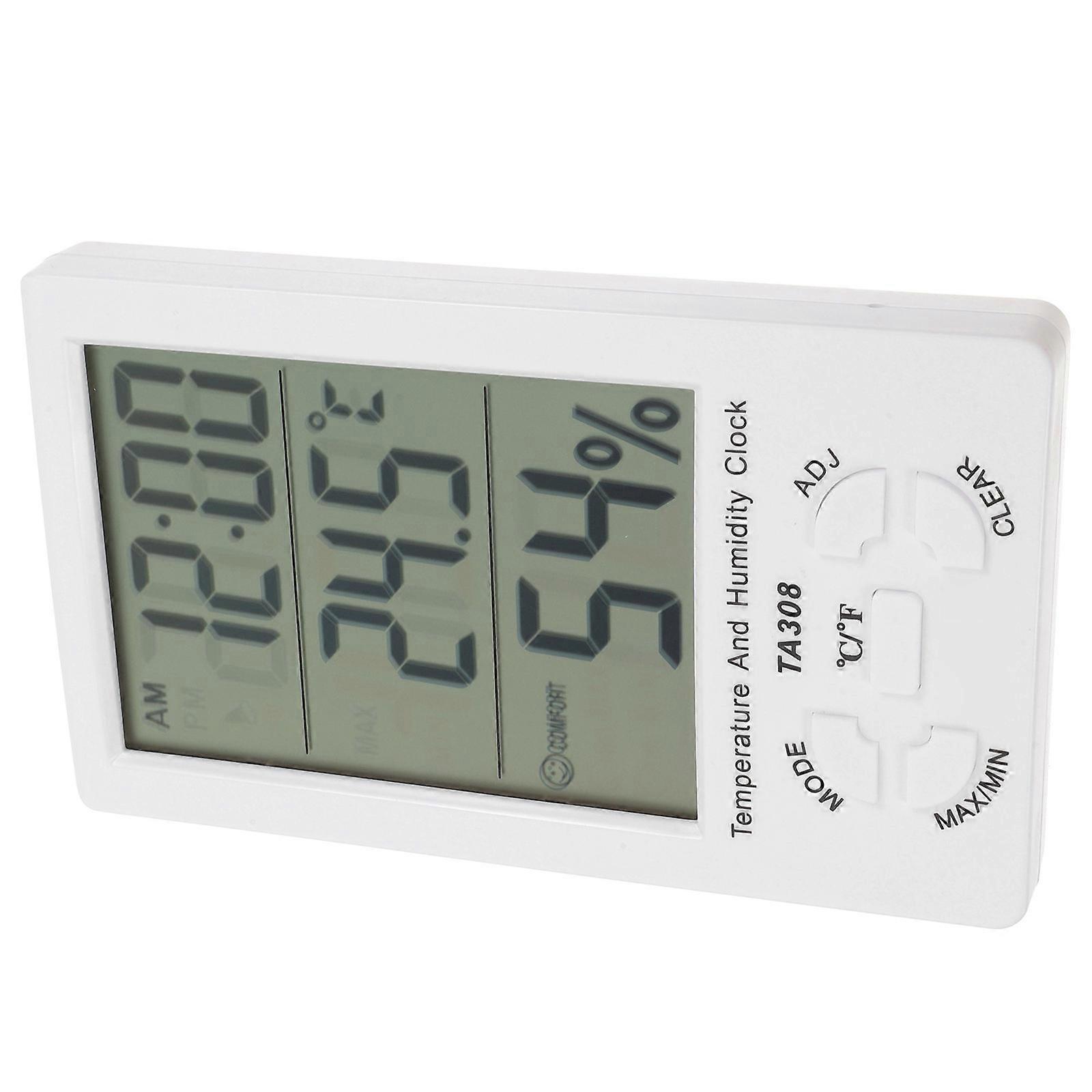 Digital Hygrometer with Clock Large LCD Temperature and Humidity Monitor