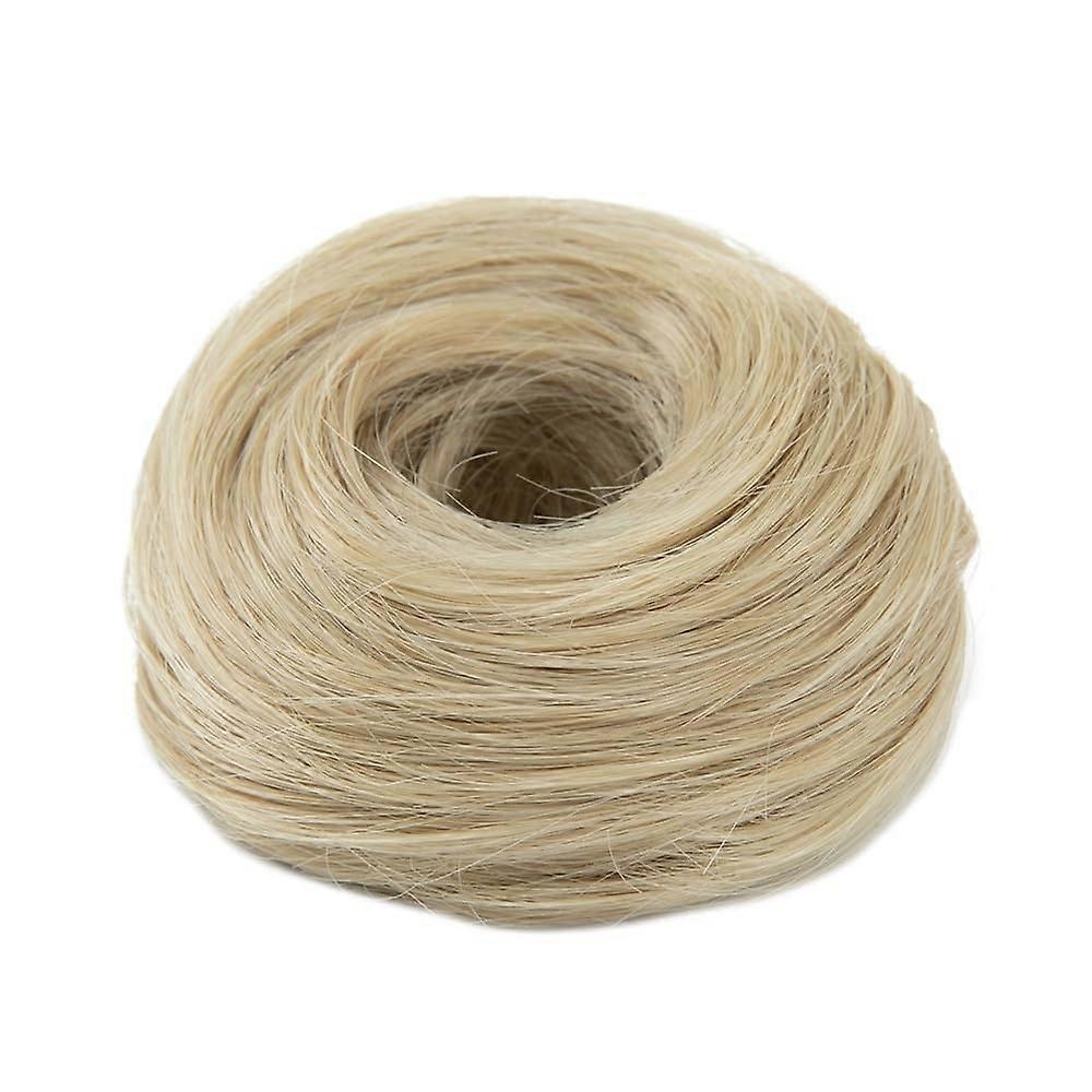 Scrunchie Messy Bun Hair Piece Elastic Hair Scrunchies Synthetic Donut Chignon Extension for Women in Ash Blonde Color
