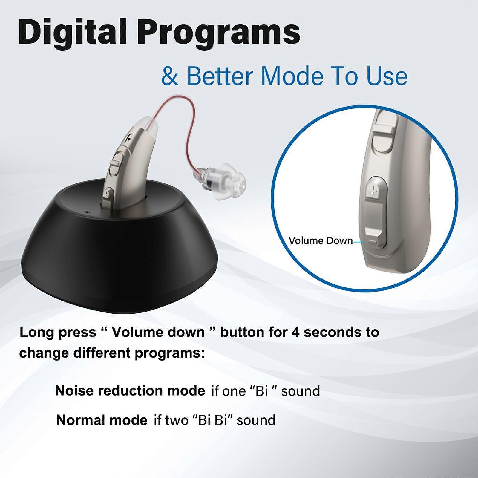 Z-108 Lightweight Magnetic Rechargeable Hearing Aid with Charging Dock Left and Right Ear
