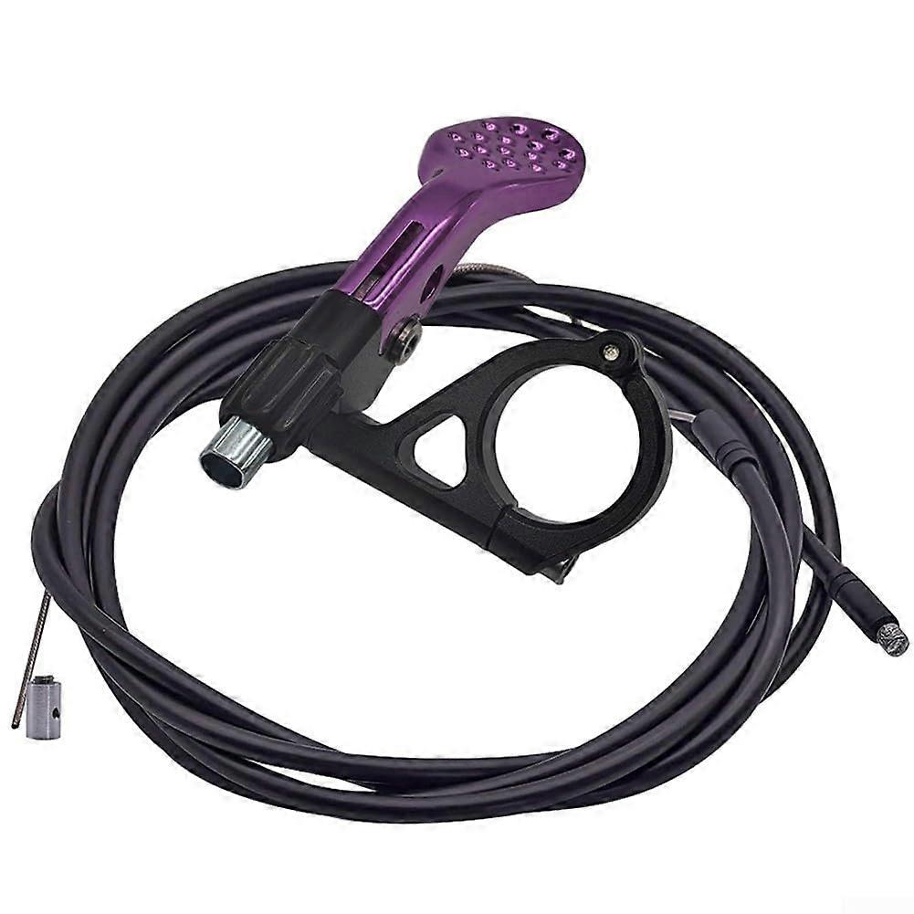 Bicycle Dropper Post Remote Lever 22mm Seatpost Controller Int/Ext Cable Routing Aluminum Alloy Anodized Textured Purple