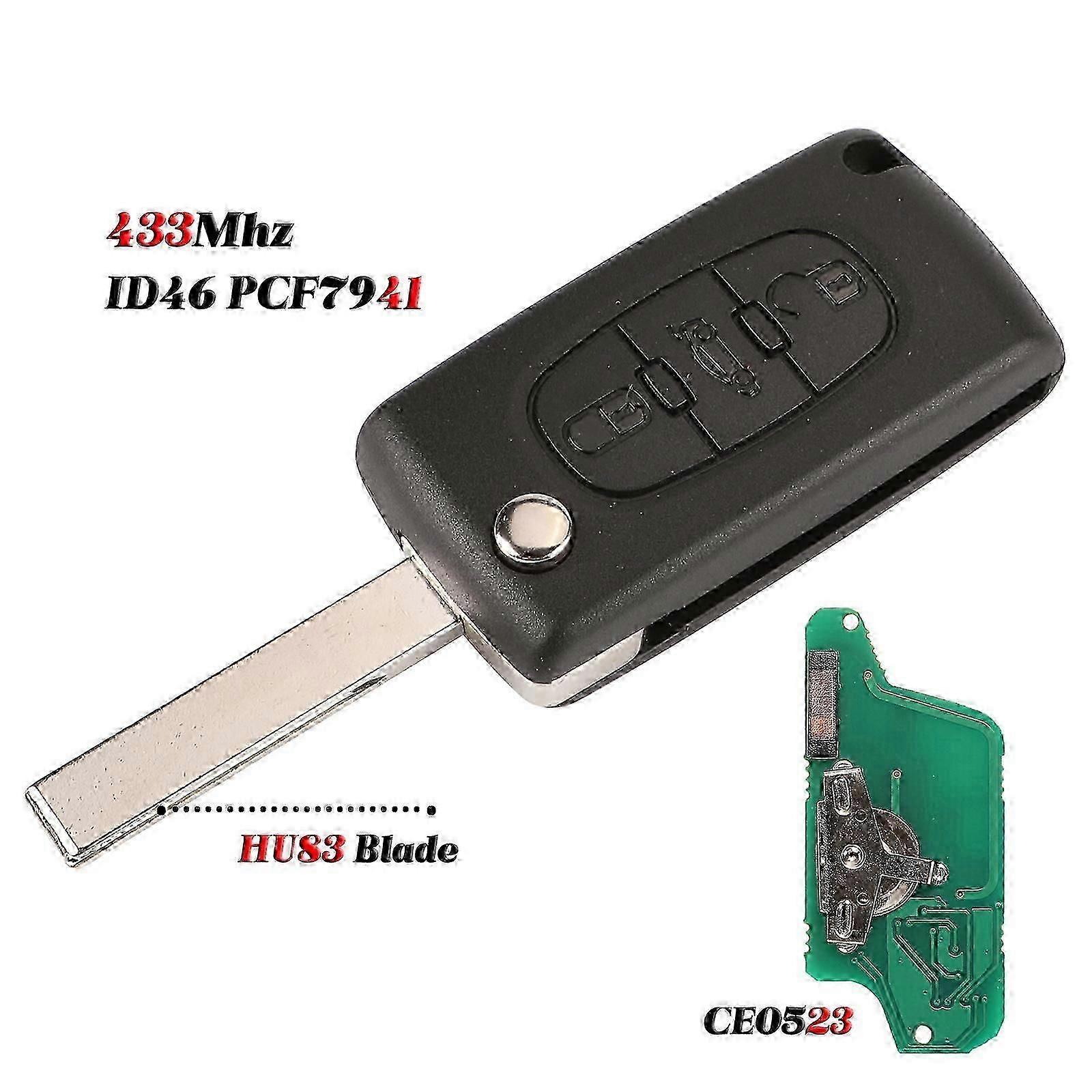 Car key fob for Citroen C1 C2 C3 C4 C5 Berlingo Picasso - 433MHz FSK frequency Ce0523 Ce0536