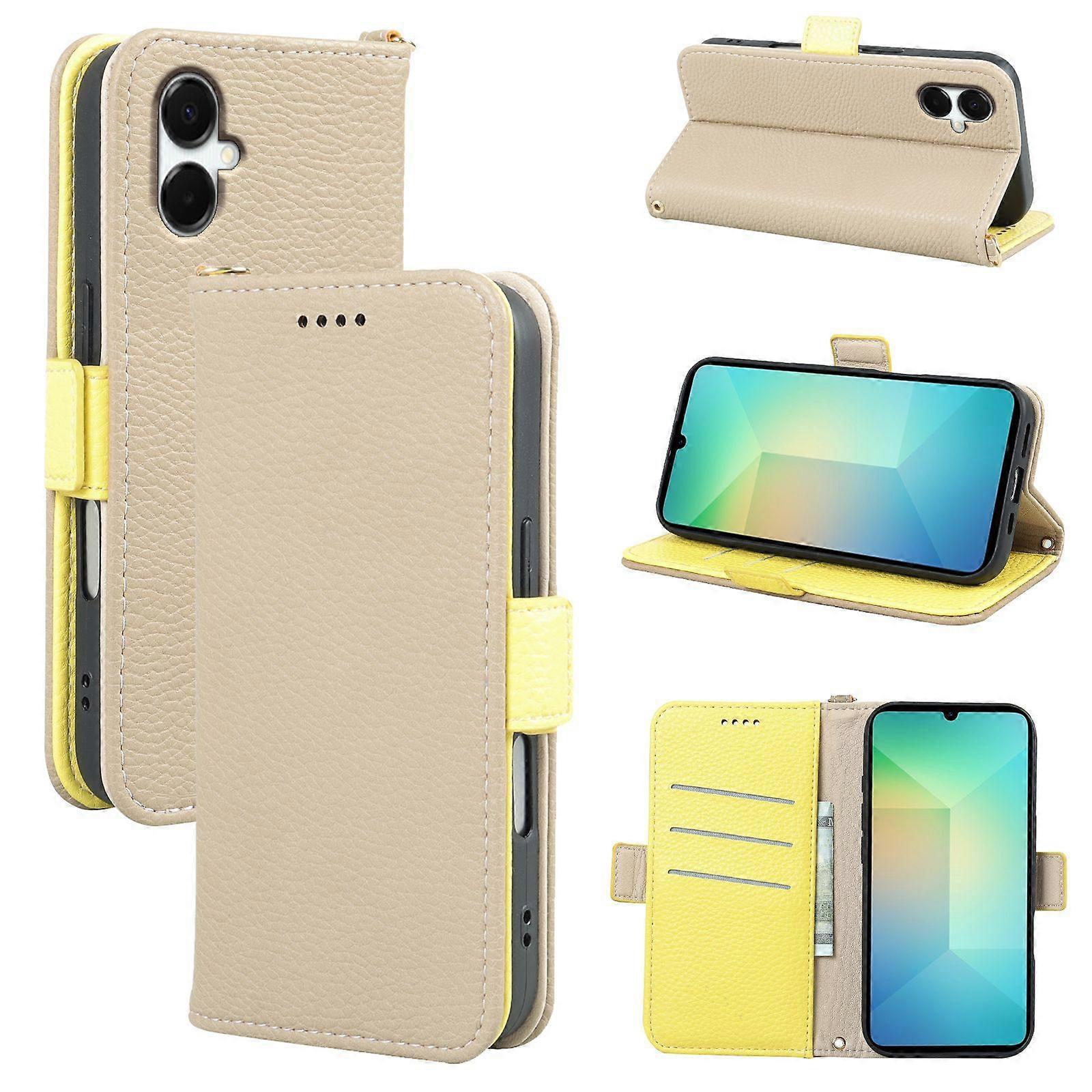 Litchi pattern side buckle for Samsung M16 mobile phone leather case A25E flip cover NFC wallet phone case A06