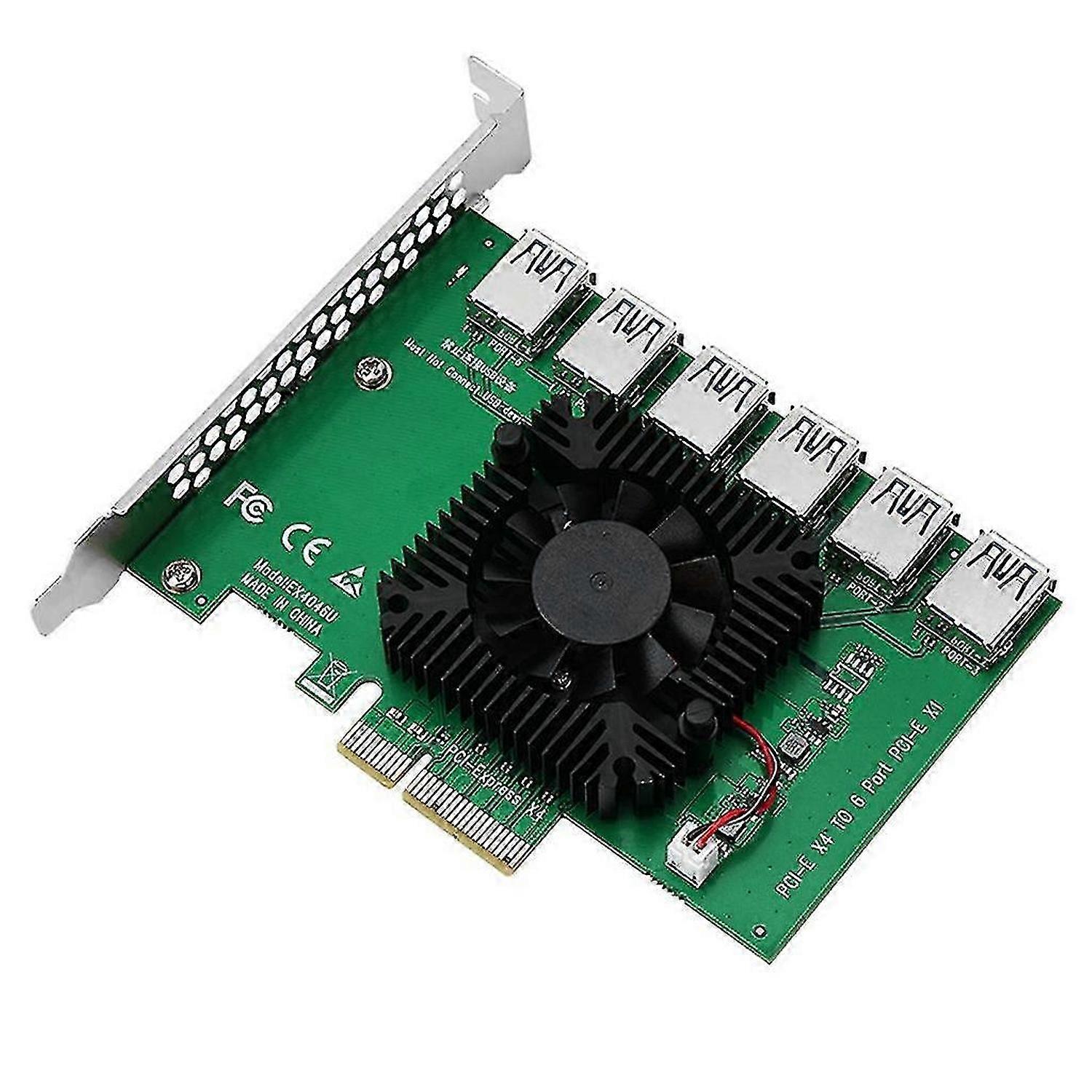 بطاقة توسيع الرسومات Pcie X4 1 إلى 6 تصميم مطلي بالذهب مقاوم للخدش