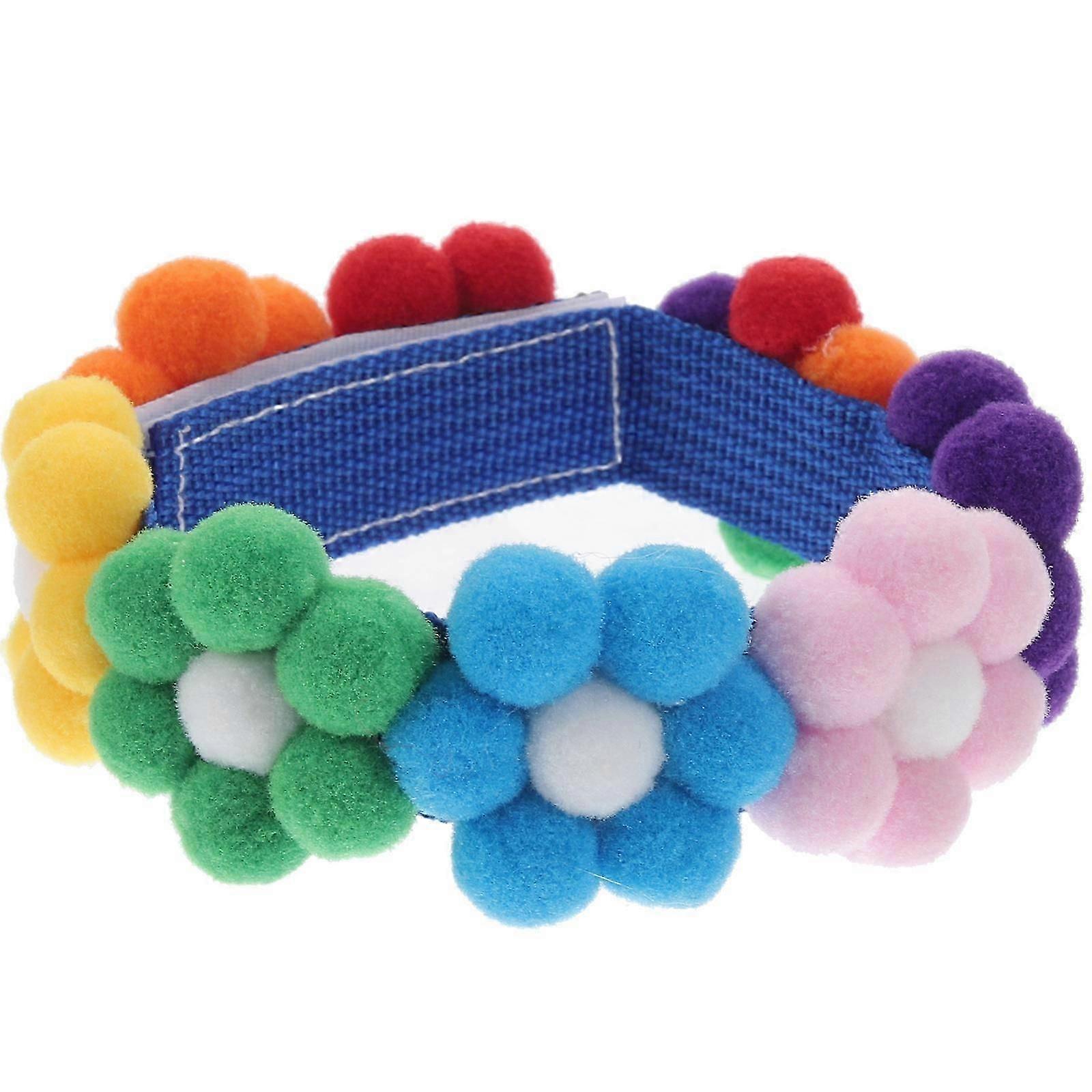 Adjustable Puppy Collar, Wear Resistant & Comfortable Cat Collar with Stylish Flower Design for Festive Occasions and Pet Photo Shoots, Rainbow Color