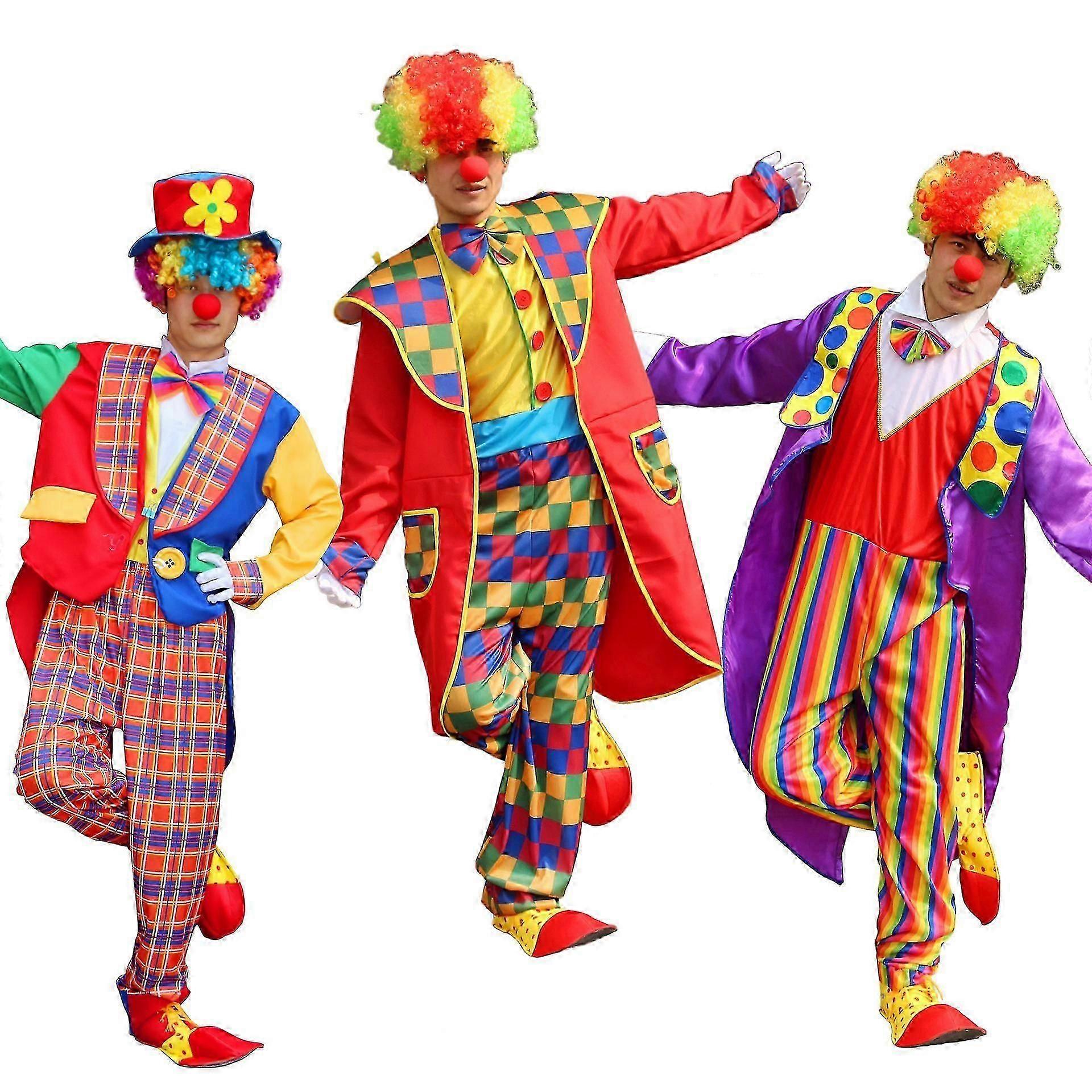Halloween clownkostym för vuxna, clownkläder för män och kvinnor