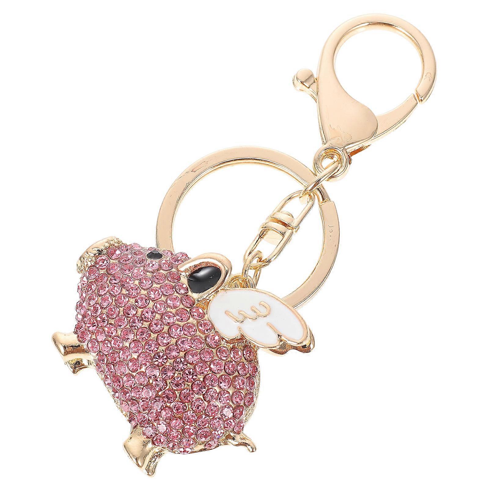 Decorative Pink Pig Shaped Keychain Pendant for Decoration Use 2Pcs