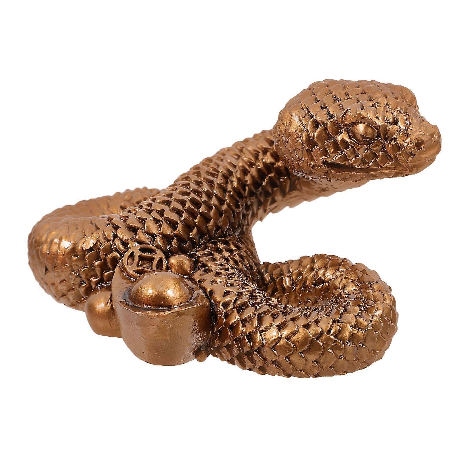 Resin Snake Decor for Decoration 4Pcs Dark Brown Small Tabletop Statues