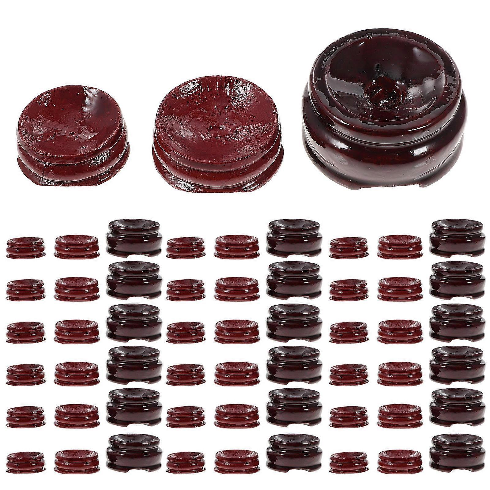 Crystal Ball Display Stand Wooden Crystal Ball Base for Display 48Pcs Dark Red