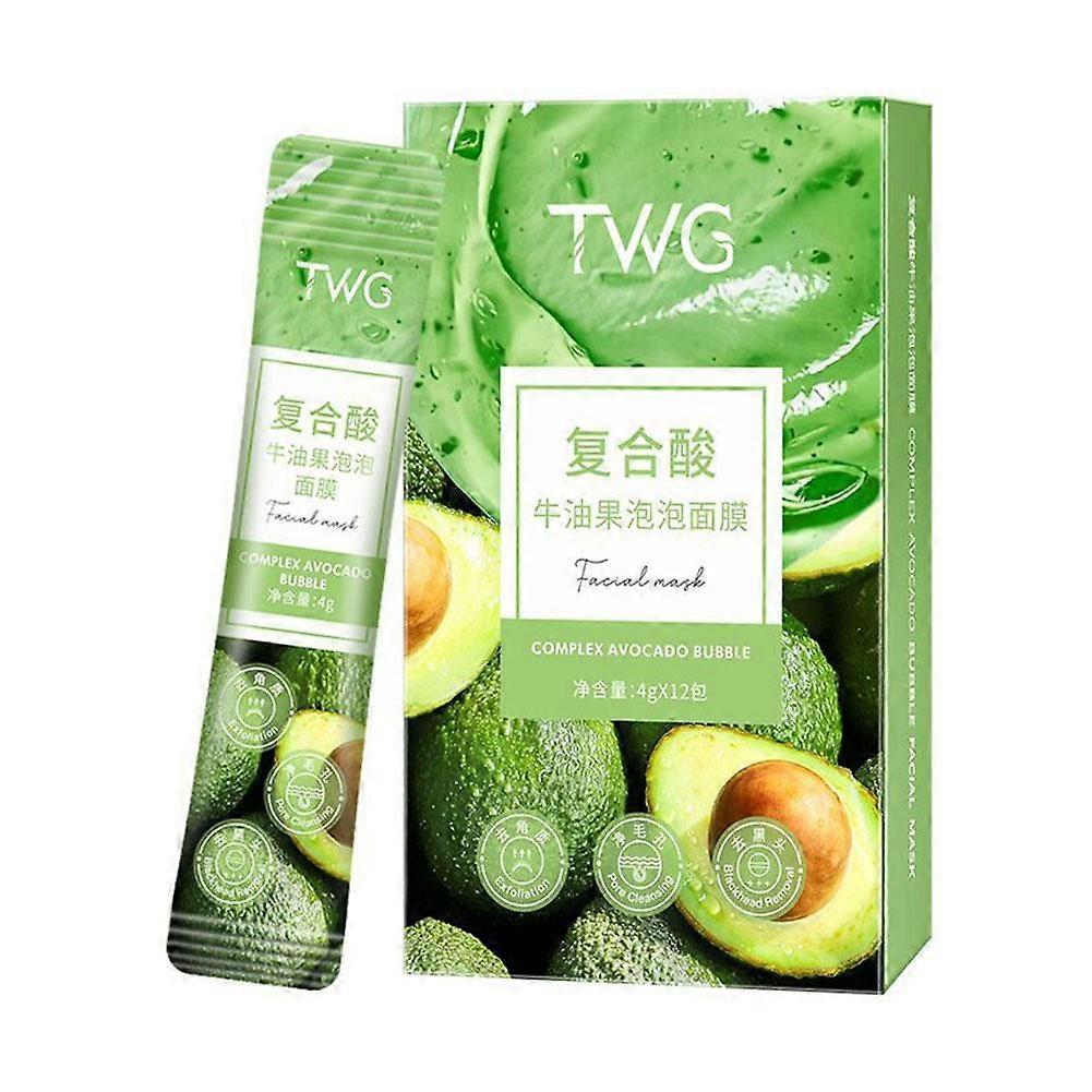Avocado Bubble Cleansing Mud Mask 12 Packs Deep Pore Cleaner Blackhead Remover Exfoliator Moisturizer For All Skin Types