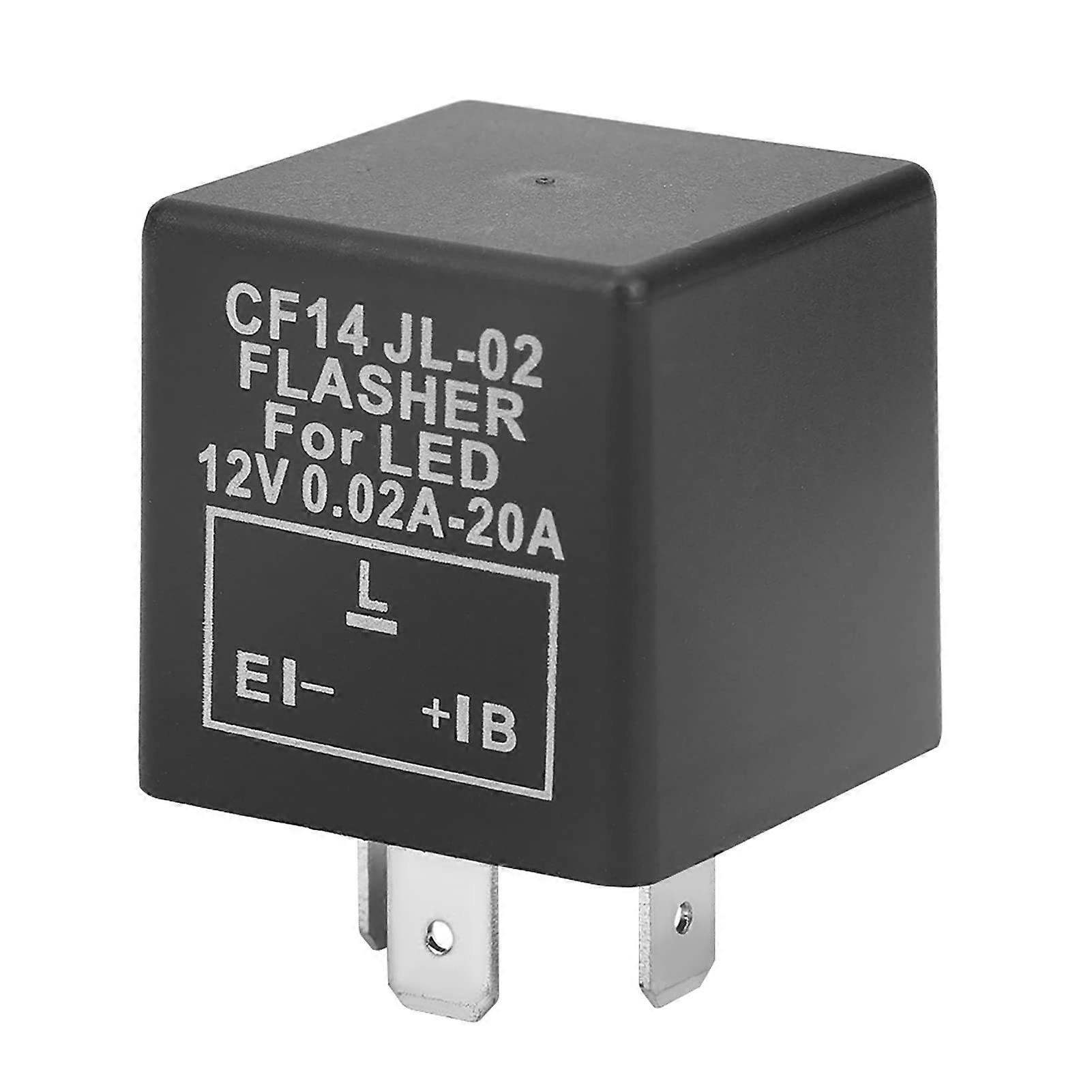Cf14 Jl-02 3-Pin Led Flasher - 12V LED Relay For Turn Signals, Hyper Flash Fix, Automotive