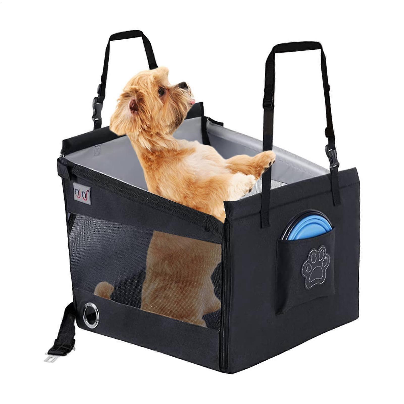 Dog Car Seat Foldable Travel Puppy Nest, Pet Carrier With Storage Pocket And Adjustable Straps For Front And Back Seats