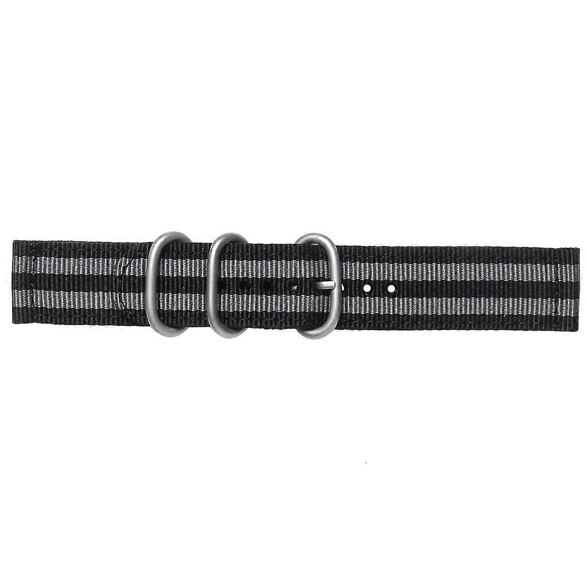 Watch Strap Nylon 24mm for Watch Replacement Durable 2-Joint Band Black